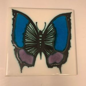 Mid Century Ann Wynn Reeves hand screen printed wax resist tile.